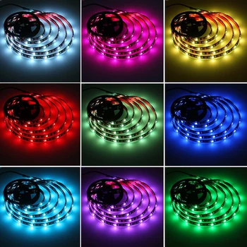 RGB LED Šviesa Juostelės LED Spalva Keičiasi Šviesos Su 24 Raktų, Nuotolinio Valdymo NE Baterija Luci Natale Esterno Led Šviesos