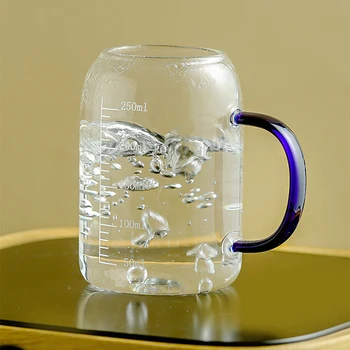 RHE 250ml Stiklo Puodelis Puodeliai Kavos, sulčių, pieno puodelis pusryčiai Su Skale Karščiui atsparus vandens puodelį Matavimo puodelis