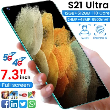 S21 Utra 7.3 Colių Visą Ekraną Smartfon Pasaulio Versija 12G 512 GB 