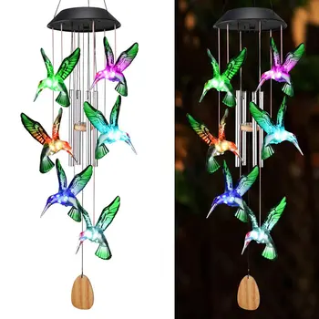Saulės Lempa, Hummingbird Vėjo Varpelių Formos LED Lempos prie Sienos Tvirtinamos Dekoratyvinės Šviesos Kiemas, Balkonas