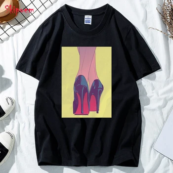 Seksualus Aukšti Kulniukai Marškinėliai Moterims Derliaus Korėjos Stiliaus Tumblr Gothic Punk Harajuku Kawaii Estetinės Trumpas Rankovės Drabužių Streetwear