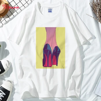 Seksualus Aukšti Kulniukai Marškinėliai Moterims Derliaus Korėjos Stiliaus Tumblr Gothic Punk Harajuku Kawaii Estetinės Trumpas Rankovės Drabužių Streetwear