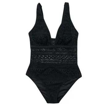 Seksualus Bodysuits Vienas Gabalas Moterų maudymosi Kostiumėliai, Push Up maudymosi kostiumėlį Moteris Reguliuojamas Peties Aukšto Juosmens Tuščiaviduriai Nėrinių Bikini Paplūdimio#g3