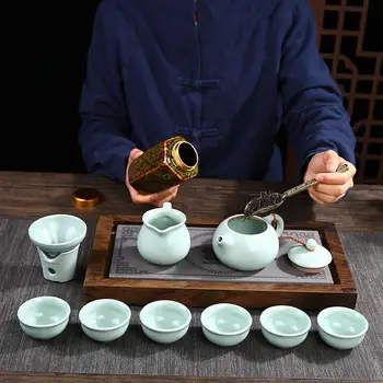 Senovinių Kinų Arbatos Dežutės Handprinted Žalia Juodosios Arbatos Dėžutė Dežutės Keramikos Arbatos Laikymo Canday Kavos Milteliai, Arbata Bakas