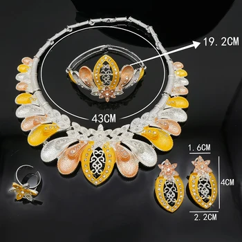 Sexemara aukso turas grandinės papuošalų rinkinys vėrinys stud auskarai reguliuojamas žiedo, apyrankės papuošalų rinkinys moterims Dubajaus aukso papuošalai
