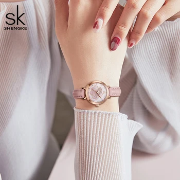 Shengke Moterų Laikrodžiai Mados Gėlių Rinkimo Atveju Ponios Žiūrėti Aukščiausios Prabangos Prekės Japonija Movment Kvarco Moterų Pink Laikrodis Reloj Mujer