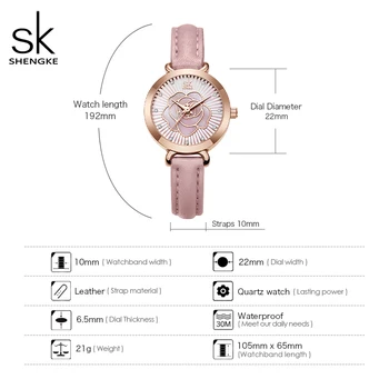 Shengke Moterų Laikrodžiai Mados Gėlių Rinkimo Atveju Ponios Žiūrėti Aukščiausios Prabangos Prekės Japonija Movment Kvarco Moterų Pink Laikrodis Reloj Mujer