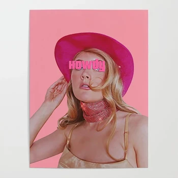 Sienos Menas Nuotraukas Retro Rožinė Mergaitė Skrybėlę Drobės Plakatai Namų Puošybai Labas Modulinės Paveikslų HD Spausdinti Nėra Įrėminti, Miegamojo