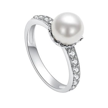 SILVERHOO 925 Sterling Silver Pearl Žiedai Moterims Paprastas Elegantiškas Piršto Žiedą Moterų Vestuvės Vestuvinis Fine Jewelry Karšto Pardavimo