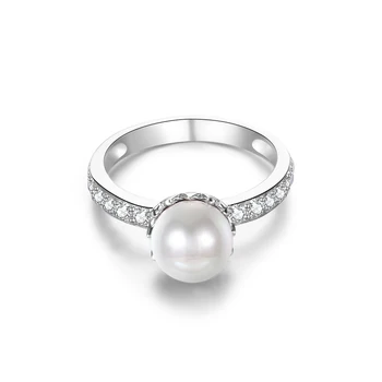 SILVERHOO 925 Sterling Silver Pearl Žiedai Moterims Paprastas Elegantiškas Piršto Žiedą Moterų Vestuvės Vestuvinis Fine Jewelry Karšto Pardavimo