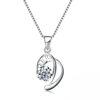 SILVERHOO 925 Sterlingas Sidabro Karoliai Pakabukas Moterų Geometrinis Kubinių Zirconia Karoliai Jubiliejų Fine Jewelry Naują Atvykimo