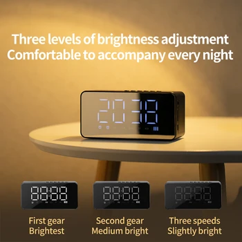 Skaitmeninis Laikrodis-Žadintuvas su Radijo LED Veidrodis Belaidžio 