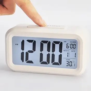 Skaitmeninis Šviesos Jutiklis Žadintuvas Didelis LCD Ekranas Darbalaukio Despertador Su naktinė lempa Baterijos Nėra Įtrauktos Stalo Laikrodis