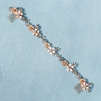 SLBRIDAL Baroko Perlai, Cirkonio Lydinio Gėlių Nuotakos Plaukų Šukos Lankelis Vestuvių Pamergės Moterų Plaukų Papuošalai, Aksesuarai