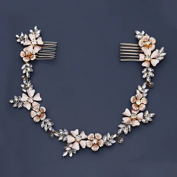 SLBRIDAL Baroko Perlai, Cirkonio Lydinio Gėlių Nuotakos Plaukų Šukos Lankelis Vestuvių Pamergės Moterų Plaukų Papuošalai, Aksesuarai
