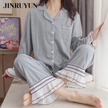 Sleepwear moterų medvilnės pižama naktiniai drabužiai rinkinys 