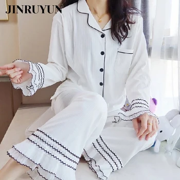 Sleepwear moterų medvilnės pižama naktiniai drabužiai rinkinys 