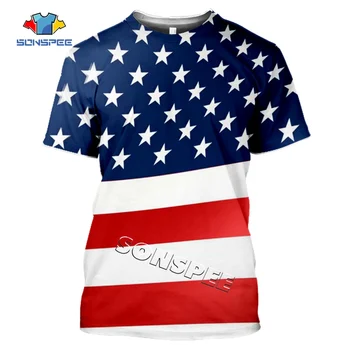 SONSPEE JAV Vėliavą Laisvės Statula 3D Print T-shirt Mados Hip-Hop Marškinėliai Vasarą Vyrams, Atsitiktinis Tee Viršūnes Moterų Seksualus, Juokingas Drabužiai
