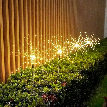 Spalvinga Gaisrinės Lempos Lauko LED Saulės Fejerverkų Šviesos Pasakų Kiemo Girliandą Šviesos diodų (LED) Styginių Šviesos Sodo Vejos Gatvės Šaliai Dekoro