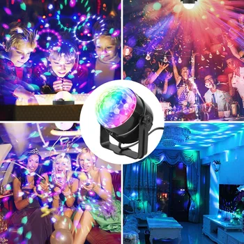 Spalvinga Projekcija Lempos RGB UV DJ Garso Šalis, Diskoteka, Apšvietimo, Scenos Apšvietimo Efektas Nuotolinio Valdymo pultas USB Mini Magic Ball Lempos
