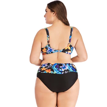 Spausdinti Gėlių Bikini Plius Dydis 5XL Seksualus maudymosi kostiumėlis Moterims Apynasrio Bikini Nustatyti 2020 m. Aukštos Juosmens didelio Dydžio Maudymosi Kostiumas Moterims didelio dydžio