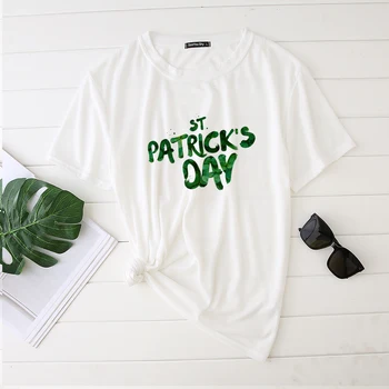 St Patrick ' s Day Shamrock Spausdinti Moteris Tshirts 2021 Grafinis Tee Moterims Estetinės Drabužius Atsitiktinis Marškinėliai Moterims Moterų Plius Dydis