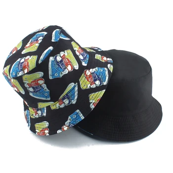Streetwear Hip-Hop Žvejys Skrybėlę Lauko Sporto Batelius Spausdinti Panama Kibiro Kepurę Grįžtamasis Vasaros Bob Skydelis Kibirą Bžūp gorro