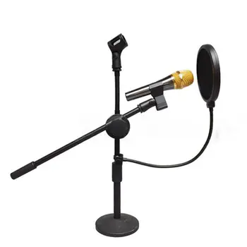 Studija Mikrofonas Dvigubo Sluoksnio Mic Vėjo Ekranas Pop Filtras Swivel Mount Kaukė Shied Kalbėti Įrašymo Gooseneck Juoda