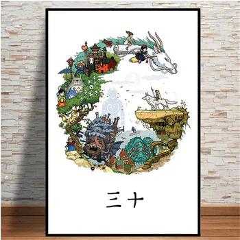 Studio Ghibli Anime Atkakli Toli Totoro nuotraukų, karikatūrų, tapybos HD kokybės Namų Dekoro Meno Dekoro plakatai, drobė, tapyba