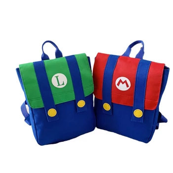 Suaugusiųjų vaikų animacija žaidimą Luigi broliai vaikų Kuprinė Raudona Mėlyna M raidė kuprinę dovanų