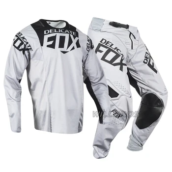 Subtilus Fox Gatvės Moto Jojimo Kit Variklio Kostiumas Motociklu Motokroso, Kalnų Dviračių Offroad Vyrų MX 360 Kila Jersey Kelnės