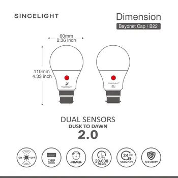 Sutemų iki Aušros LED Dienos šviesos Jutiklis Lemputė su Dviguba Photosensors, Automatinė įjungimo/IŠJUNGIMO Naktį Šviesos, Saugumo Šviesos, Modifikavimas ir Atnaujinimas.
