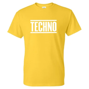 Techno vientisos Spalvos Laišką, Print T-shirt Vyrai Moterys Atsitiktinis Derliaus Juokinga Vintage Stiliaus Medvilnės marškinėliai O-Kaklo Tees Muzikos Topai