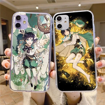 Telefono dėklas Japonijos Anime Genshin Poveikio iPhone 12 11 Pro XS Mini MAX 8 7 6S Plus X XR XS SE 2020 Minkštos TPU Matinis Lėšų Padengti