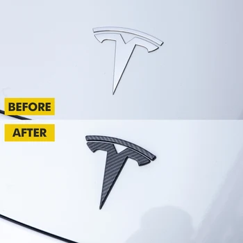 Tesla Model 3 priekinės / trunk logotipą, modelis 3 2021 priedai galiniai logotipas anglies pluošto Tesla Model Y modelis 3