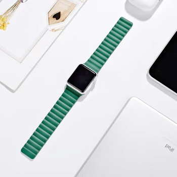 Tinka Apple juosta 40mm 44mm Iwatch serija 4 / 5 / 6 / SE dvigubą žiedą silicio magnetinės apyrankės Apple dirželis 42mm 38m