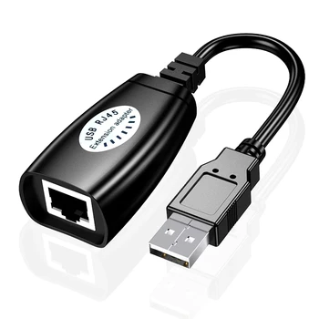 TJTAK USB 2.0 Išplėtimo Extender Adapteris Male & Female Iki 150FT Naudojant CAT5/CAT5E/6 RJ45 LAN Tinklo Ethernet Kartotuvas Kabelis
