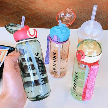 Tritan vandens butelis Salė, Sporto, Vandens Buteliai 530ML Lauko Nešiojamų Sandarus plastikinis Vaikai Šiaudų taurės kūdikių BPA Free