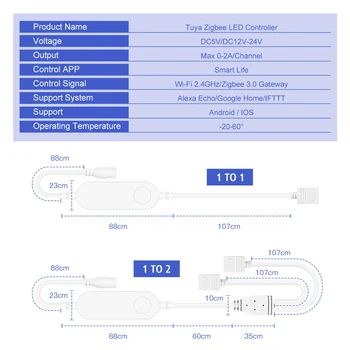 TUYA Zigbee DC5V 12V 24V RGB RGBW Smart LED Juostos Valdiklis APP/Balso Kontrolės Dirbti su Alexa Echo Atspalvis SmartThings 
