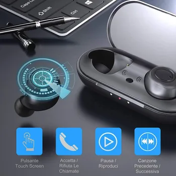 TWS W12 Belaidės Ausinės BluetoothV5.0 pirštų Atspaudų Touch HD Stereo Triukšmo Panaikinimo Žaidimų Ausinės