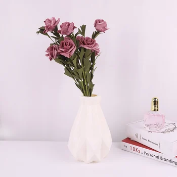 Unikalus Baltas Modeliavimas Keramikos Vaza Origami Formos Vaza Nešiojamų Gėlių Kompozicijų Konteinerių Namų Darbalaukio Papuošalai N06