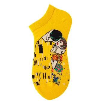Unisex streetwear animacinių filmų kulkšnies kojinės moterims pavasario vasaros medvilnė juostele spausdinti juokinga moters kojinės 42701