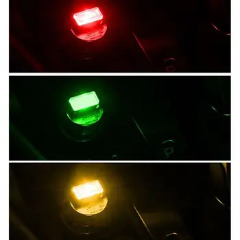 Universalus Automobilių Interjero LED Dekoracija Naktį Šviesos USB Sąsaja Plug-in Mini Kamieno Aplinkos Atmosferą Modifikuotų Automobilių Šviesos