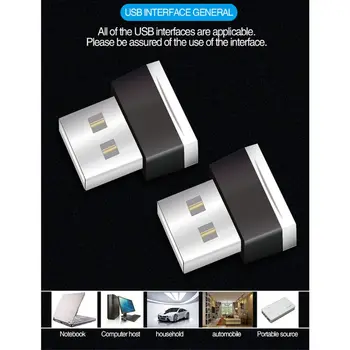 Universalus Automobilių Interjero LED Dekoracija Naktį Šviesos USB Sąsaja Plug-in Mini Kamieno Aplinkos Atmosferą Modifikuotų Automobilių Šviesos