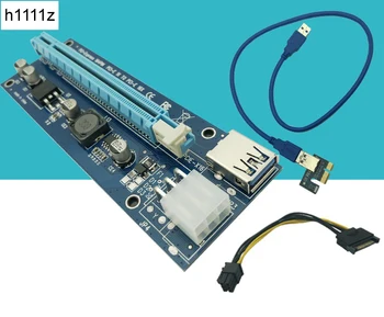 USB 3.0 PCI-E Extender Riser Card PCI Express 16X Adapteris 60cm SATA 15Pin į 6Pin Maitinimo Kabelis Laido Bitcoin BTC Kasybos Įrankis
