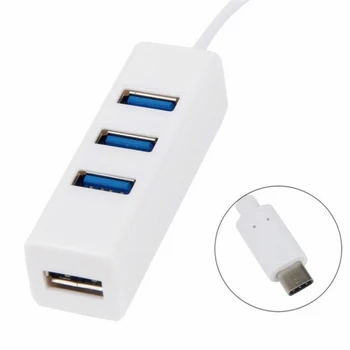 USB 3.1 Tipas-C, 3-Port USB Hub (baltas)