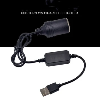 USB 5V Į 12V Automobilio Cigarečių Degiklio Lizdo Moterų Konverteris Maitinimo Adapterio Kabelis
