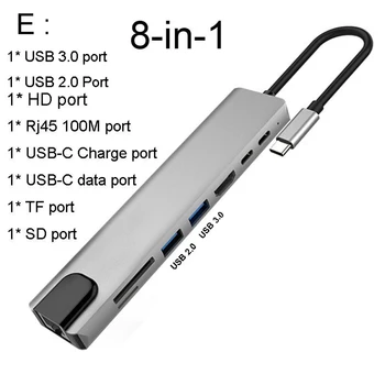 USB C HUB C Tipo USB 3.0 Doko Stotis Multiport USB C HDMI suderinamus RJ45 4K 