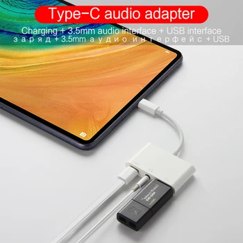 USB C su USB įkrovimo 3.5 mm Ausines AUX Adapteris, Skirtas Samsung Galaxy Tab S7 11