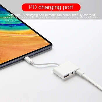 USB C su USB įkrovimo 3.5 mm Ausines AUX Adapteris, Skirtas Samsung Galaxy Tab S7 11